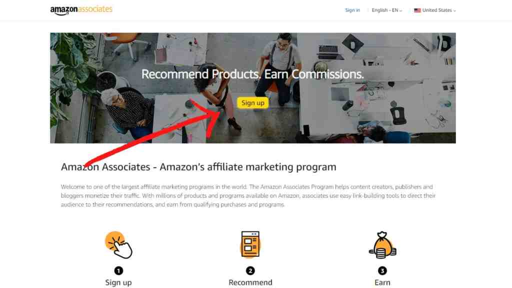 Amazon Affiliate Sign Up Button