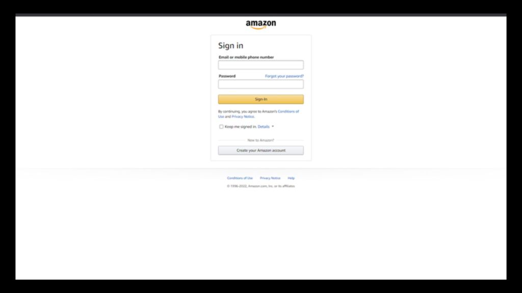 Amazon's sign in screen