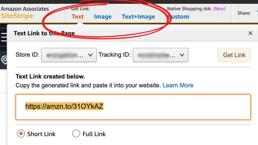 Amazon Affiliates SiteStripe Screen